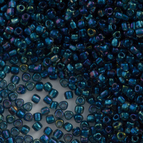 Miyuki Triangle Seed Bead 5/0 Dark Blue Lined Blue AB 21g Tube (1831)
