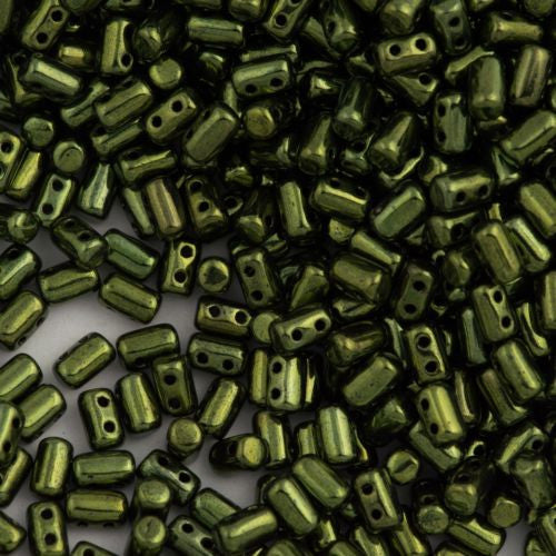 Czech Rulla 3x5mm Two Hole Beads Jet Moss Luster 20g Tube (23980ML)