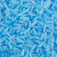 Miyuki 2x6mm Twisted Bugle Bead Matte Transparent Aqua AB 25g (148FR)