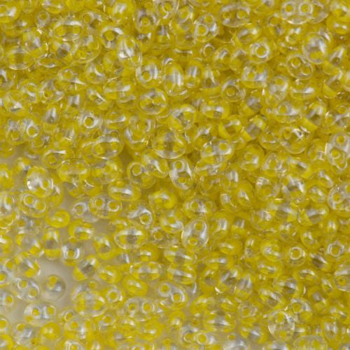 Preciosa Twin Two Hole Beads Inside Color Lined Yellow 15g 38686