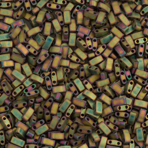 Miyuki Half Tila Seed Bead Opaque Matte Olive Rose 7.5g Tube (2035)