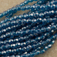 50 Czech Fire Polished 6mm Round Bead Capri Blue Luster (60080L)
