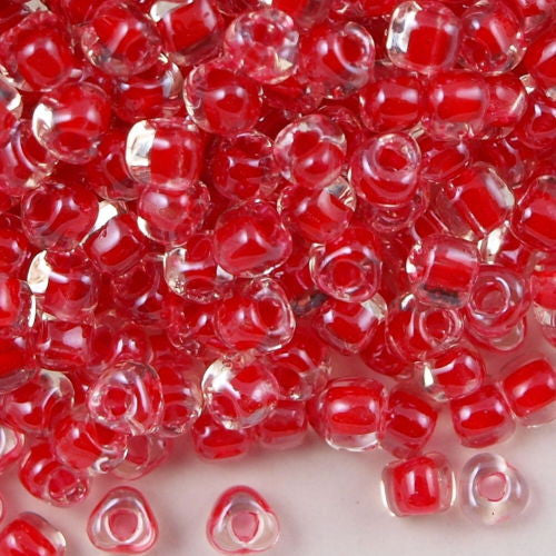 Miyuki Triangle Seed Bead 5/0 Red Lined Crystal 21g Tube (1111)