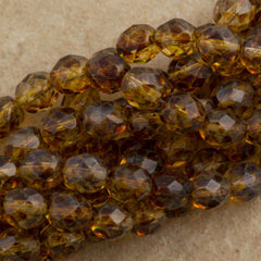 100 Czech Fire Polished 4mm Round Bead Crystal Picasso (00030T)