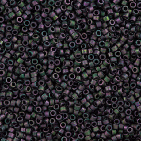 Miyuki Delica Seed Bead 15/0 Matte Metallic Plum Emerald Luster AB 2-inch Tube DBS1053