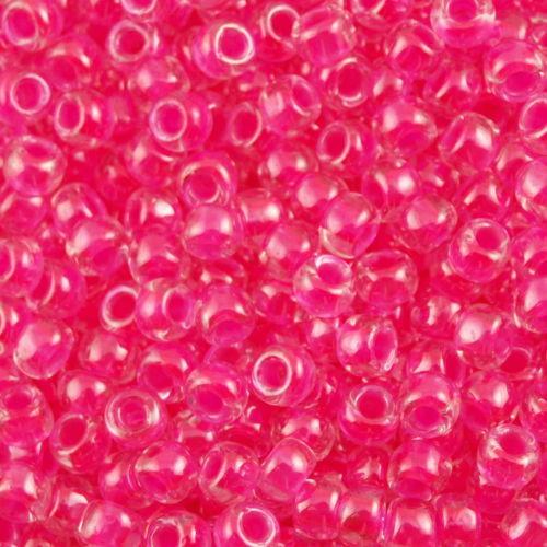 50g Toho Round Seed Beads 6/0 Inside Color Lined Luminous Neon Pink (804)