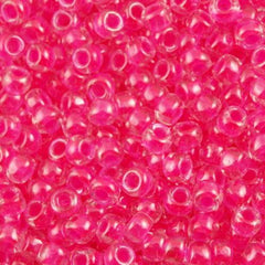 50g Toho Round Seed Beads 6/0 Inside Color Lined Luminous Neon Pink (804)
