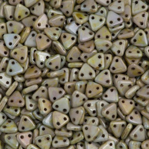 CzechMates 6mm Two Hole Triangle Beads Opaque Green Luster 8g Tube (65431P)