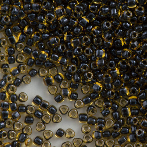 Miyuki Triangle Seed Bead 5/0 Black Lined Topaz 21g Tube (1840)