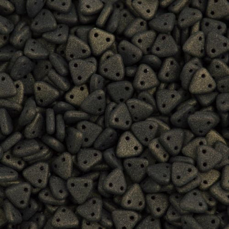 15g CzechMates 6mm Two Hole Triangle Beads Metallic Suede Dark Green 79082