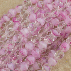 50 Czech Fire Polished 6mm Round Bead Crystal Mid. Pink (75016)
