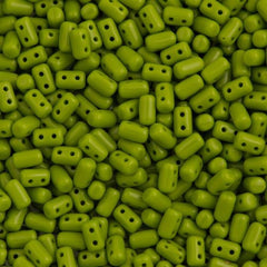 Czech Rulla 3x5mm Two Hole Beads Opaque Green 15g (53410)