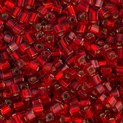 Miyuki 3mm Cube Seed Bead Silver Lined Ruby 19g Tube (11)