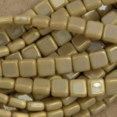 50 CzechMates 6mm Two Hole Tile Beads Brown Iris French Beige (13070BI)