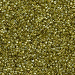 Miyuki Delica Seed Bead 11/0 Transparent Olive Gold Luster 2-inch Tube DB124
