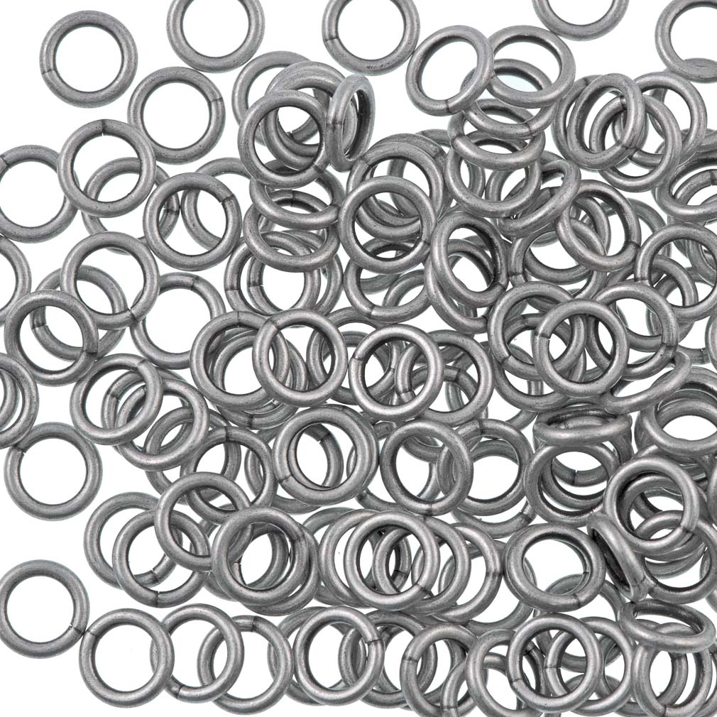 144pc Jump Ring 6mm Antique Silver Plated I.D. 3.8mm