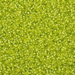 Miyuki Round Seed Bead 15/0 Matte Silver Lined Chartreuse 2-inch Tube (14F)