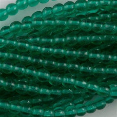 200 Czech 4mm Pressed Glass Round Emerald Beads (50730)