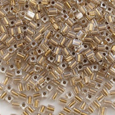 Miyuki 4mm Square Seed Bead Inside Color Lined Gold Luster 19g Tube (234)