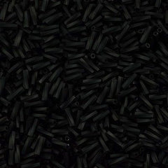 Miyuki 2x6mm Twisted Bugle Bead Opaque Matte Black 25g (401F)