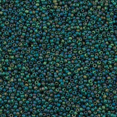 Miyuki Round Seed Bead 15/0 Transparent Matte Dark Emerald AB 2-inch Tube (156FR)