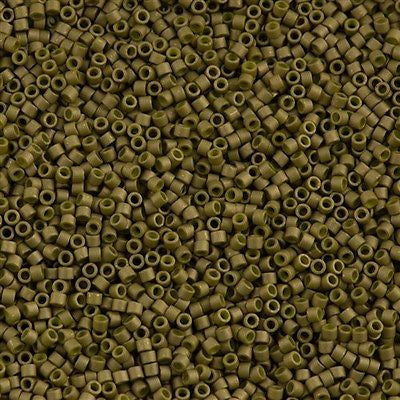 Miyuki Delica Seed Bead 11/0 Matte Opaque Olive Luster 2-inch Tube DB371