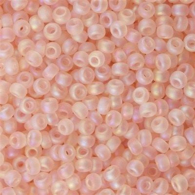 Miyuki Round Seed Bead 11/0 Matte Transparent Pale Pink AB 22g Tube (155FR)