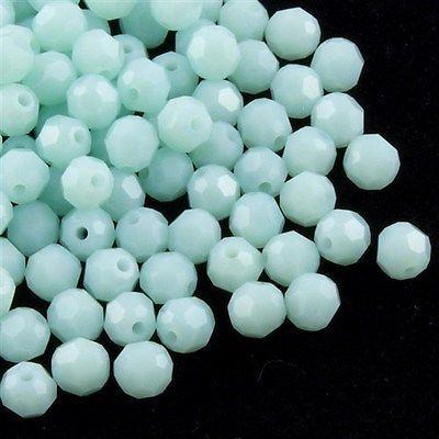 12 TRUE CRYSTAL 4mm Faceted Round Bead Mint Alabaster (397)