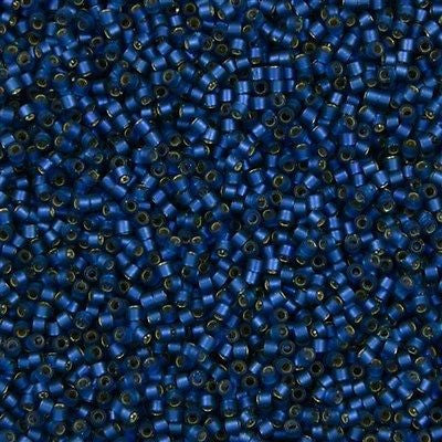 25g Miyuki Delica seed bead 11/0 Semi Matte Silver Lined Dyed Medium Blue DB693