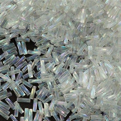 Miyuki 2x6mm Twisted Bugle Bead Transparent Crystal AB 25g (250)