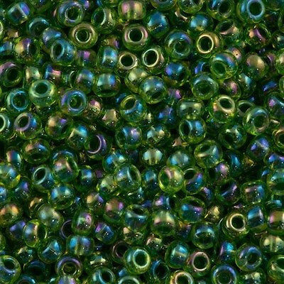 Miyuki Round Seed Bead 8/0 Green Lined Yellow AB 22g Tube (341)