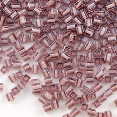Miyuki 4mm Cube Seed Bead Inside Color Lined Purple Rose 15g SB4-2644