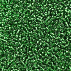 Toho Round Seed Bead 15/0 Silver Lined Dark Green 2.5-inch Tube (27B)