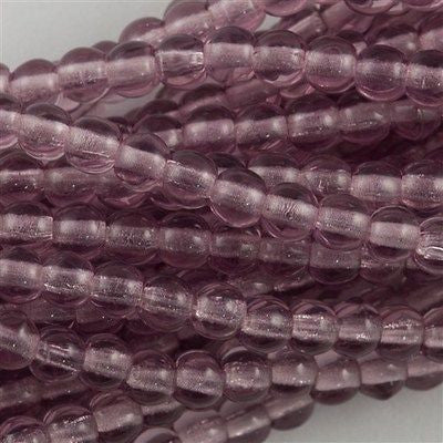 200 Czech 4mm Pressed Glass Round Beads Mid Amethyst (20040)