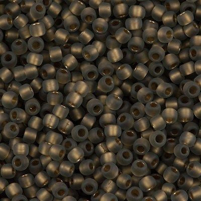 Toho Round Seed Beads 6/0 Inside Color Lined Gold Matte Black Diamond 2.5-inch tube (999F)