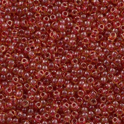 50g Toho Round Seed Beads 11/0 Amber Inside Color Lined Raspberry (365)