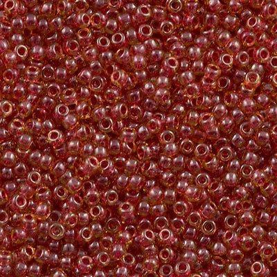 50g Toho Round Seed Beads 11/0 Amber Inside Color Lined Raspberry (365)