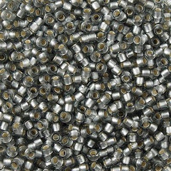 Toho Round Seed Bead 11/0 Silver Lined Transparent Matte Light Gray 2.5-inch Tube (29AF)