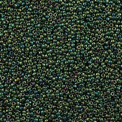 Miyuki Round Seed Bead 15/0 Metallic Dark Green Iris 2-inch Tube (1961)