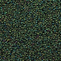 Miyuki Round Seed Bead 15/0 Metallic Dark Green Iris 2-inch Tube (1961)