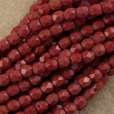 100 Czech Fire Polished 3mm Round Bead Burnt Umber (93500)