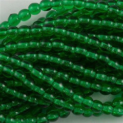 200 Czech 4mm Pressed Glass Round Beads Green Emerald (50140)