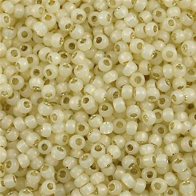 Toho Round Seed Bead 8/0 Silver Lined Milky Light Jonquil 5.5-inch tube (2125)