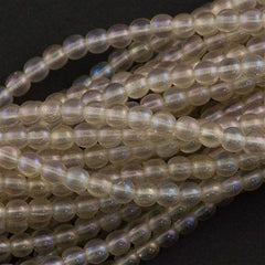 200 Czech 4mm Pressed Glass Round Beads Light Smoky Topaz Luster Iris (10200LR)