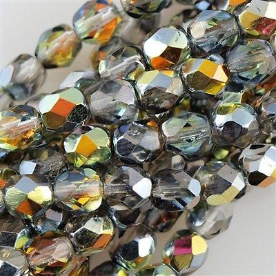 50 Czech Fire Polished 8mm Round Bead Crystal Marea (28001)