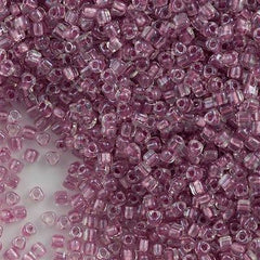 Miyuki Triangle Seed Bead 8/0 Inside Color Lined Sparkle Peony Pink 15g (1524)