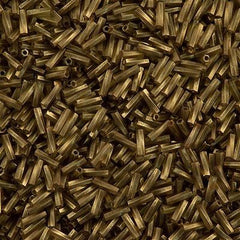Miyuki 2x6mm Twisted Bugle Gold Antiqued Matte Transparent Chartreuse 15g (1265)