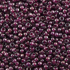 50g Toho Round Seed Bead 8/0 Inside Color Lined Grey Magenta (1076)