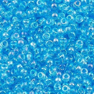 10g Miyuki Round Seed Bead 11/0 Transparent Light Blue AB (260)