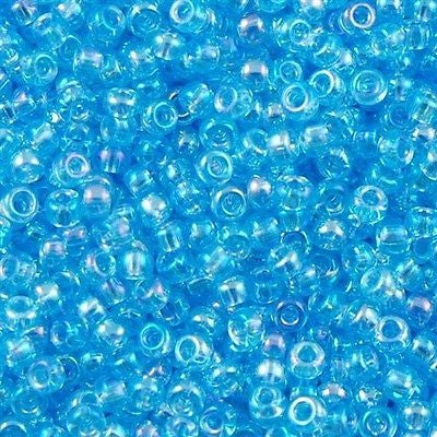 10g Miyuki Round Seed Bead 11/0 Transparent Light Blue AB (260)